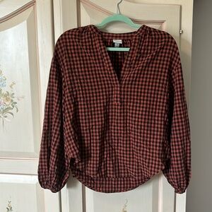 XS Orange & Black Checkered Shirt